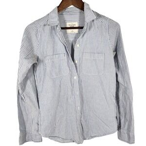 Abercrombie & Fitch Womens Blue Striped Long Sleeve Oxford Button Up Shirt XS